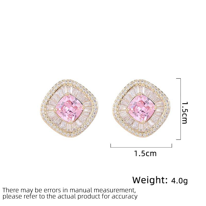 Women's Light Luxury Design Elegant Geometric Square Zircon Earrings Fashionable And Versatile Niche Design Earrings