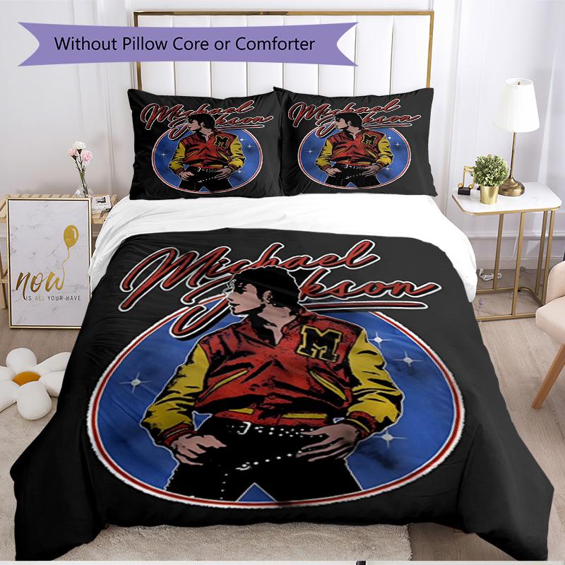 3pcs Duvet Cover Set (1*Duvet Cover + 2*Pillowcase, Without Core), Michael Jackson Print Soft All‑Season Bedding Set, Home Bedroom Decor Gift