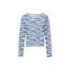 Levis Letter Print Round Neck Mesh Knit Top Women Tops Blue A6817-0000