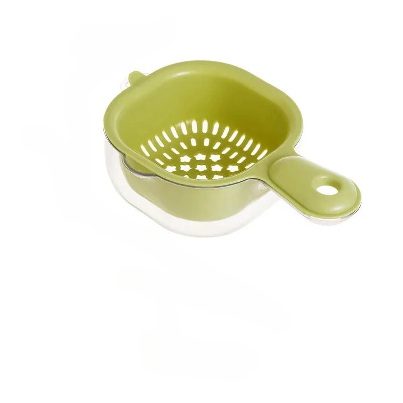 1pcs Double Drain Basket with Handle,Multi-purpose Storage Drain Basket Household Fruit Vegetable Basket Plastic  Kitchen Tools