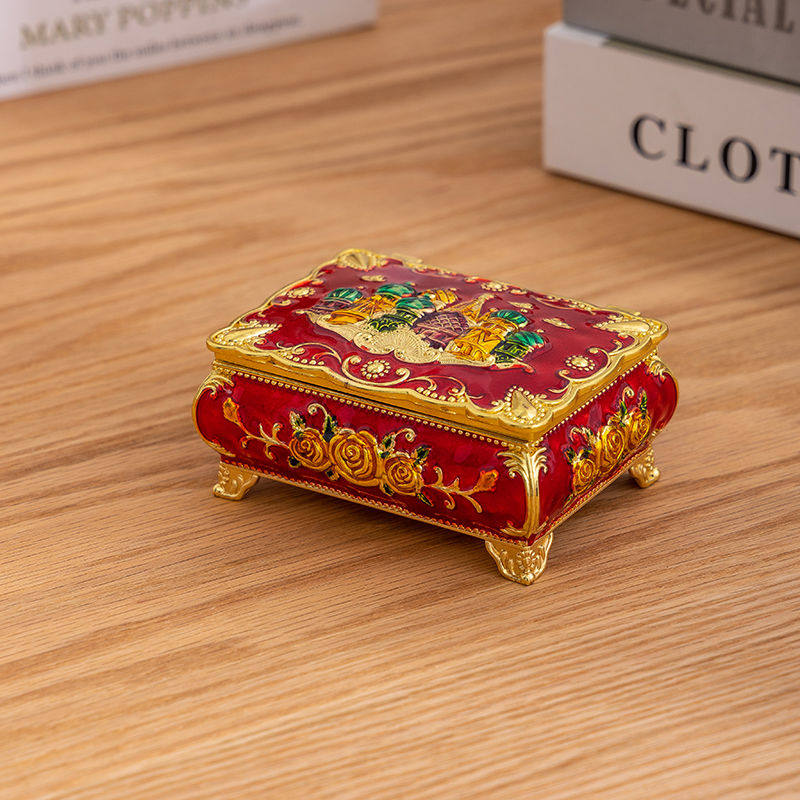 Kreative Europäische Luxus Schloss Schmuckschatulle Tragbare Ring Halsketten Aufbewahrungsbox mit Deckel