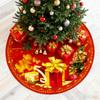 Christmas Tree Skirt with Gift Box and Ornament Print Holiday Decoration Round Mat for Home Office Party Use