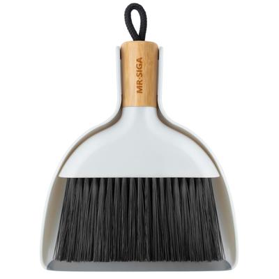MR.SIGA Mini Broom and Dustpan Set, Small, for Tabletop Cleaning, Entryway Cleaning, Indoor Cleaning, and Car Cleaning (Bamboo Handle)