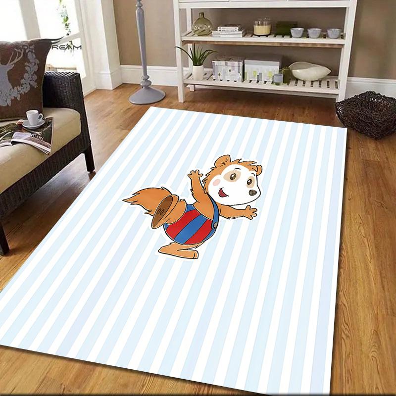 Bobo Siebenschläfer Flannel Pattern Square Carpet,Area Rug,Carpet Rug for Living Room Bedroom Sofa Playroom Decor,Non-slip Floor Mat
