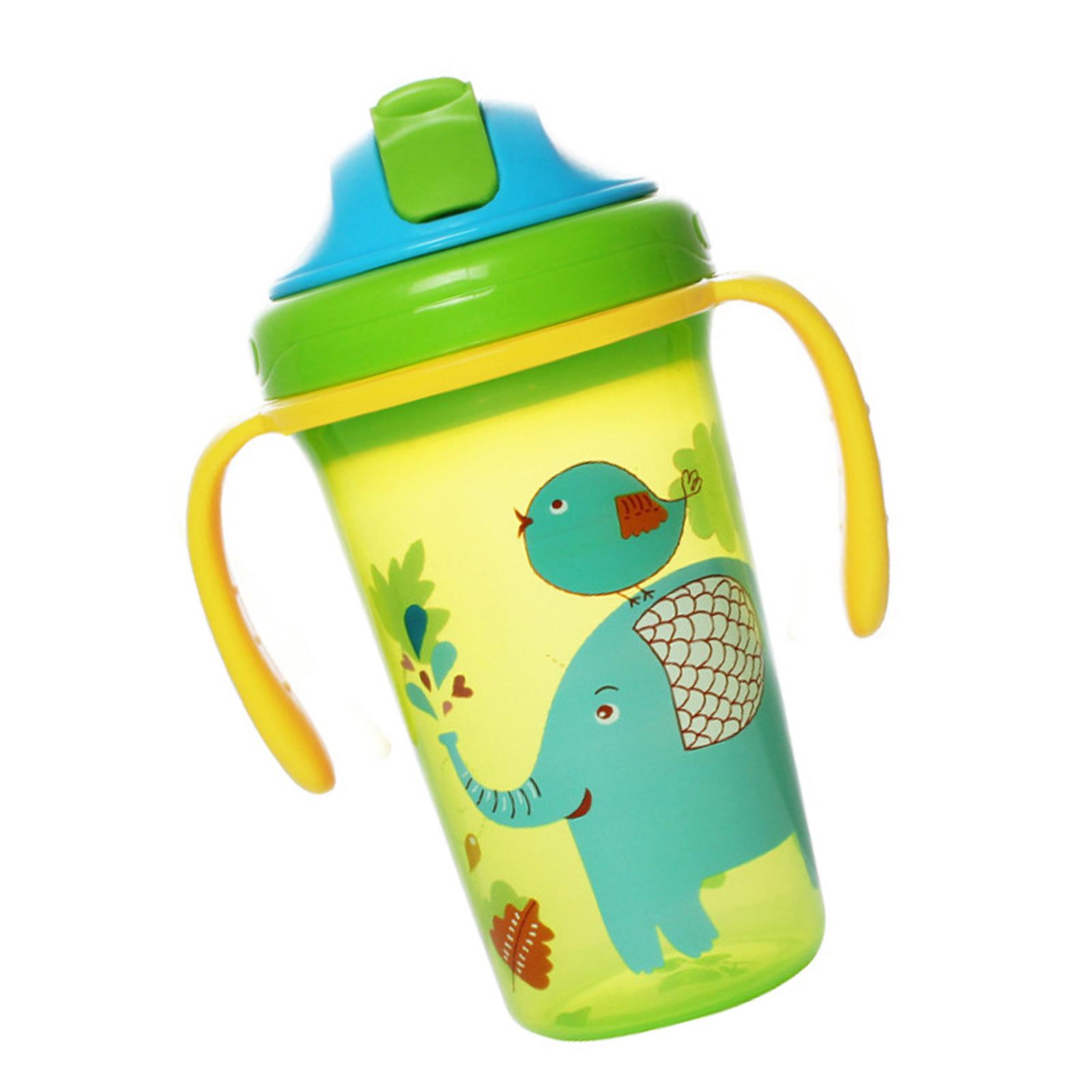 

Детская бутылочка для воды с двумя ручками, большая емкость, безопасная обучающая чашка для питья для младенцев, которые учатся пить самостоятельно зелёный