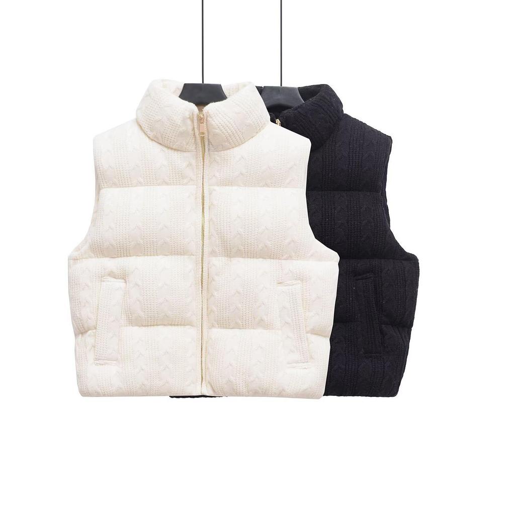 Chaleco de Algodón de Punto con Cuello Alto para Mujer Otoño/Invierno 2024 Moda Urbana - Estilo Europeo y Americano.