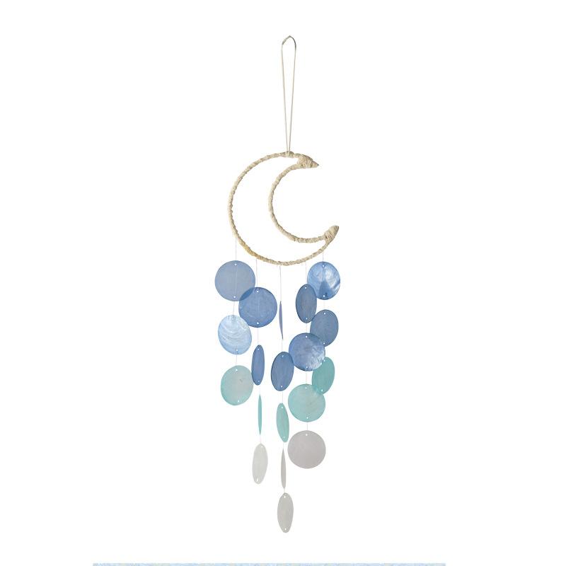 Creative Hanging Moon Wind Chimes Natural Shells With Crisp Ringtones Dream Catchers Home Decoration Circle Shells Pendant