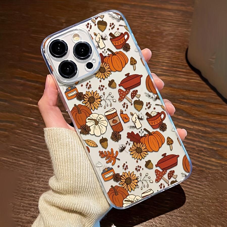 For iPhone 17 16 15 14 13 12 11 Pro Max 17 Air 16E XS X XR 7 8 Plus Case Autumn Sunflower Mushroom Pumpkin Transparent Cover