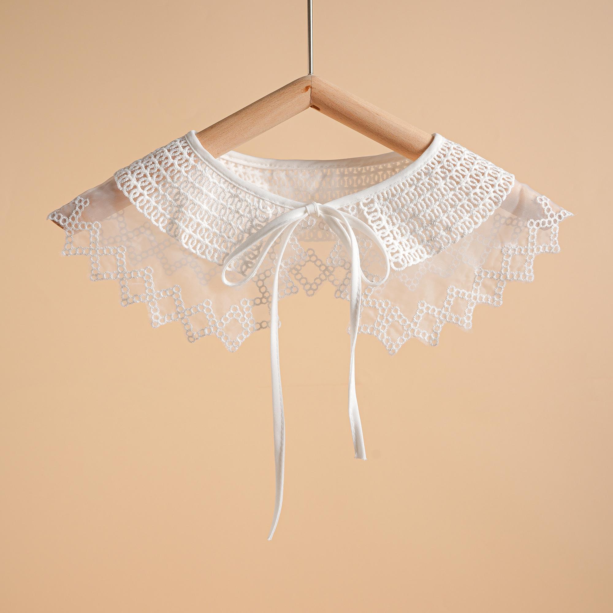 

Новая женская белая вышитая декоративная многофункциональная шаль двухслойная кукольный воротник модные бретели завязки