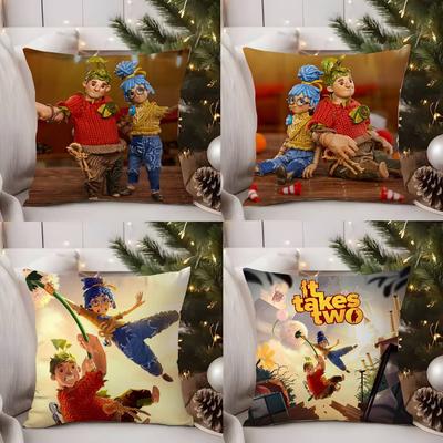 Pillow Case Game It T-Takes Two Sofa Short Plush Double-sided HD Printing Room Home Office Gift Cushion Cover