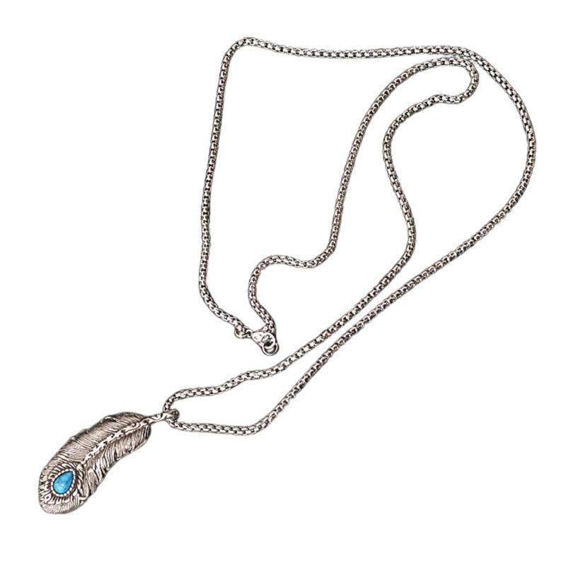 Feather Necklace Gothic Necklace Silver Pendant Jewelry Pendant Necklace Fashion Neck Jewelry for Party and Festival 1