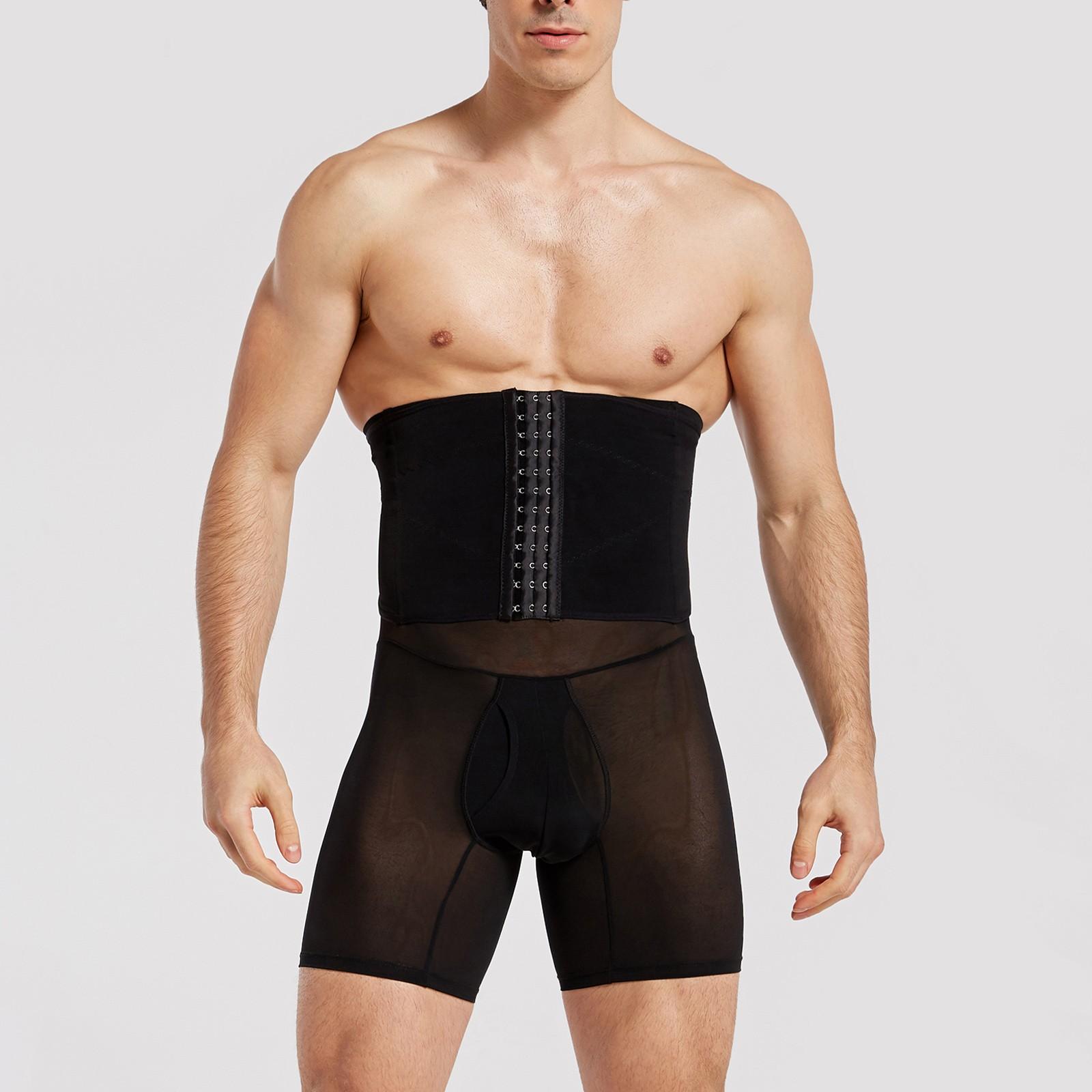 

Мужские утягивающие брюки с высокой талией и бедрами, корректирующие фигуру, трехбортное дышащее нижнее белье XL чёрный