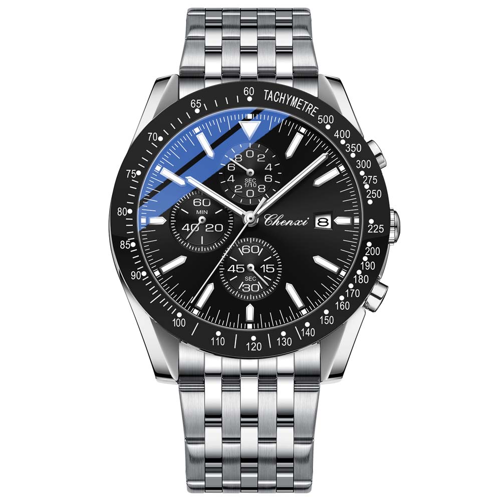 CHENXI Men's Watch Fashion Multifunctional Outdoor Sports Chronograph Trendy Stainless Steel Band Business Style Watch reloj