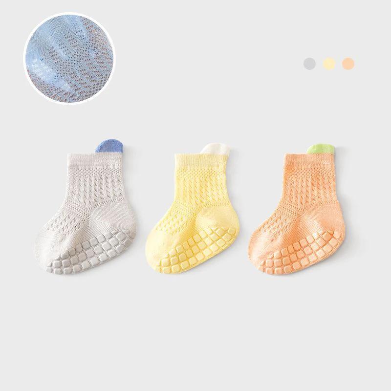 3pairs/lot 6 Colored Of Net Eye Non-slip Baby Girl Sock Hollow-out Breathable Thin Infant Girl Cotton Socks Children's Socks Kit