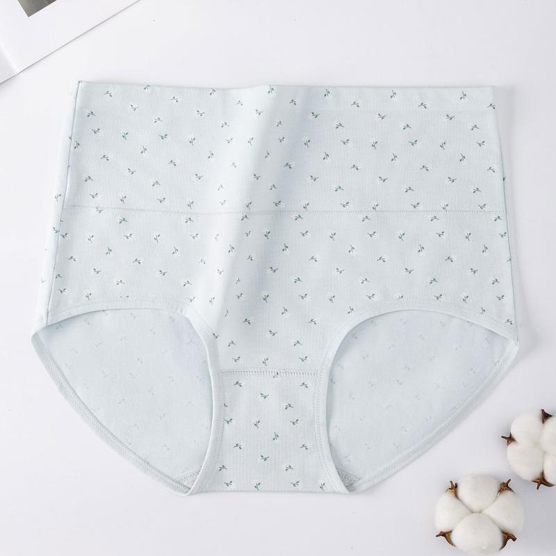 Women S High Waist Cotton Floral Briefs Long Crotch Antibacterial Underwear