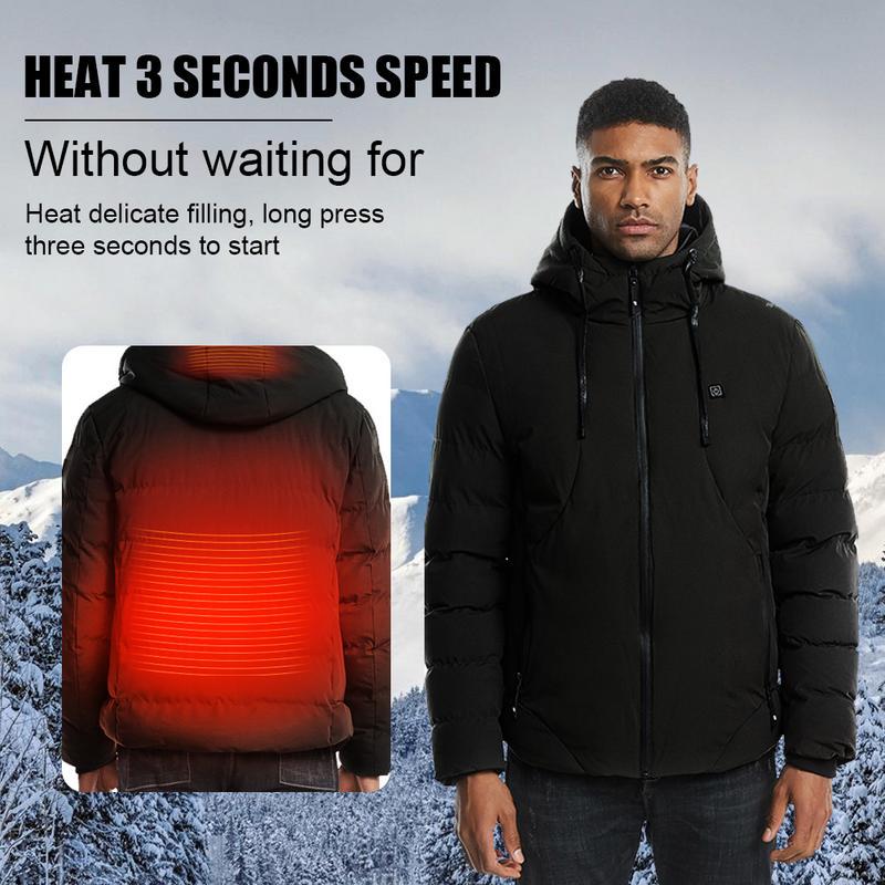 Mens Down Jackets,Males Cotton Zipper Smart USB Abdominal Coat Outwear Electric Heating Warm Jacket