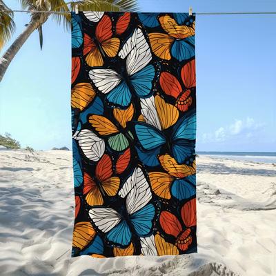 Boho Colorful Butterfly Print Beach Towel Quick Dry Oversized Sand Resistant Soft Absorbent Beach Blanket for Summer Beach
