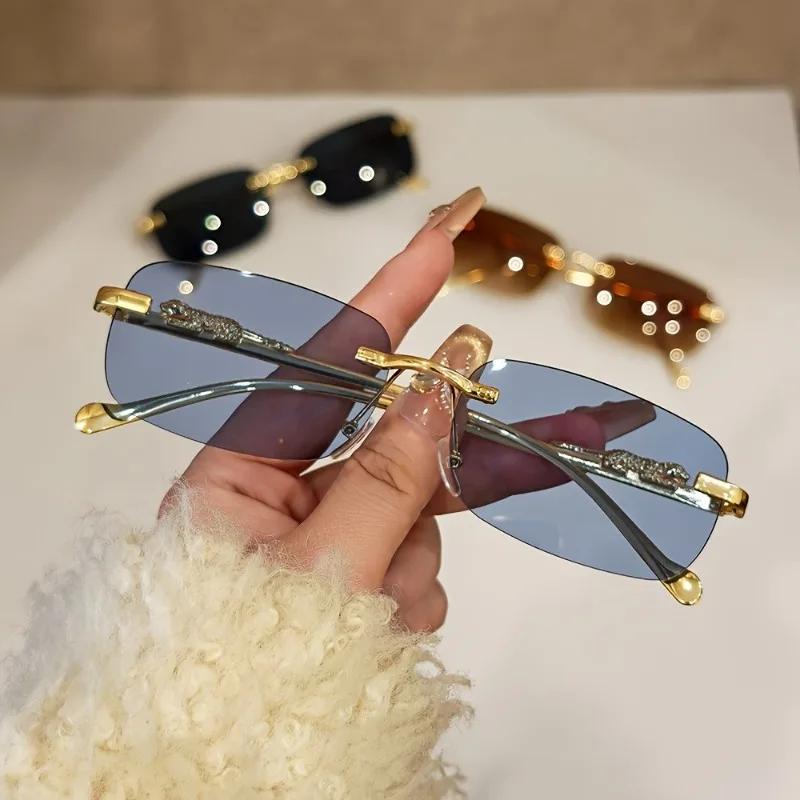 1Pcs Retro Sunglasses Men Fashion Rimless Sun Glasses Shades Cutting Lens Frameless Eyeglasses