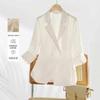 Blazer da donna in acetato drappeggiato a manica a 3/4