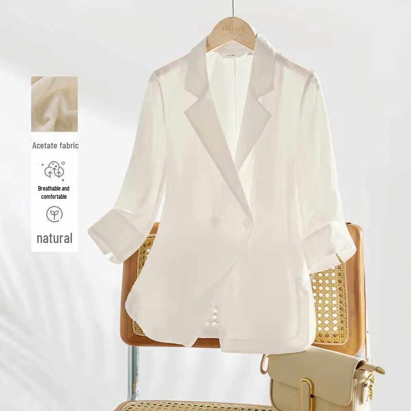 

Women s 3/4 Sleeve Drapey Acetate Blazer L