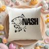 N-Nash Fishing Logo Cushion Cover Linen Organic Fabric Double-Sided Printing Breathable Pillow Case Sofa Home Decor Gift