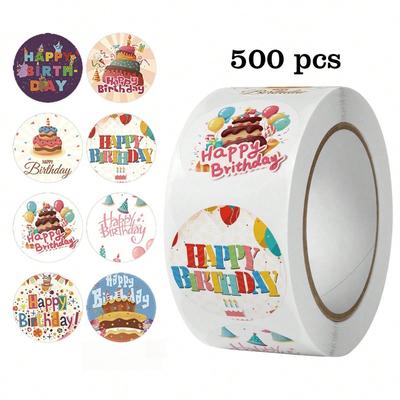 Birthday Cake Sealing Sticker, Happy Birthday Sticker, Envelope for Gift Packaging, Paper Box Sticker, Sealing Decoration Paper