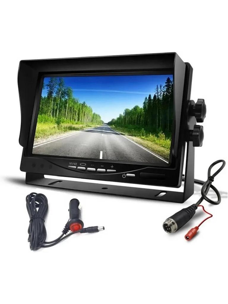 Universal 7-inch In-car LCD Display with Sun Visor and Rearview Screen for Trucks Digging Machine Agricultural Vehicles Touring Car