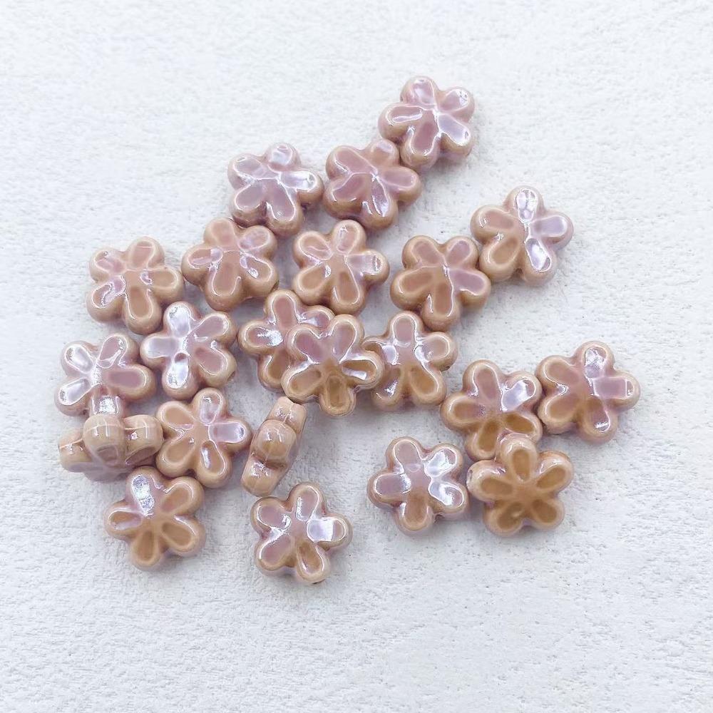 10pcs Ceramic Five-petaled Flower Bead Handmade Craft Jewelry Making Material Gift