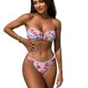 2024 Sexy Floral Lace Bandeau Split Swimsuit Bikini