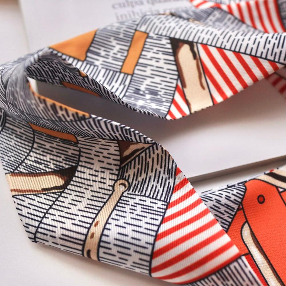 Korean Versatile Four seasons seasons Belt Chain Women's twill Decorative Small Silk Scarf Hair Band Binding Bag Handle Ribbon