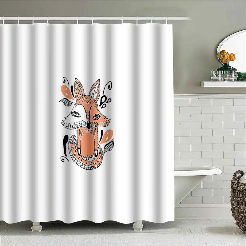 Boho Fox Shower Curtain Farmhouse Bathroom Decor Woodland Animal Shower Liner Nature Forest Shower Curtain Set