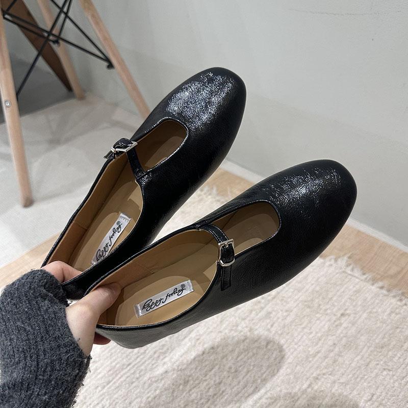 

Мода 2025 Новая Мода Ремешок с Пряжкой Женские Туфли Мэри Джейн Лоферы Слипоны Женская Обувь Мелкая Круглый Носок Женские Лоферы С Обувью 35 чёрный