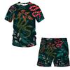 European and American Amazon Summer New Colorful Patterned 3D Print T-shirt Men's Casual Short Sleeve Shorts Short Sleeve Set