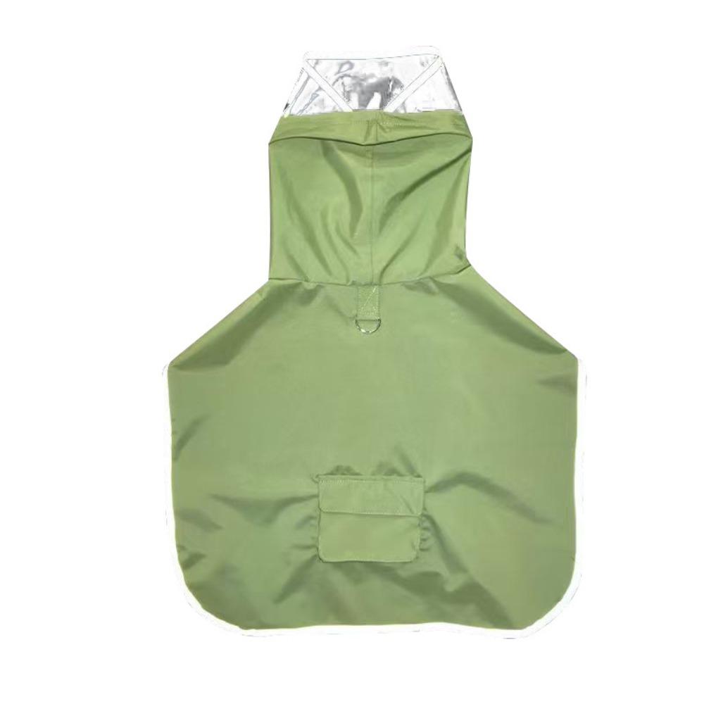 

Reflective Stripe Dog Hooded Raincoat Full Coverage Leash Hole Waterproof Cloak Oxford Cloth Dirt-Resistant Rain Jacket M зелёный