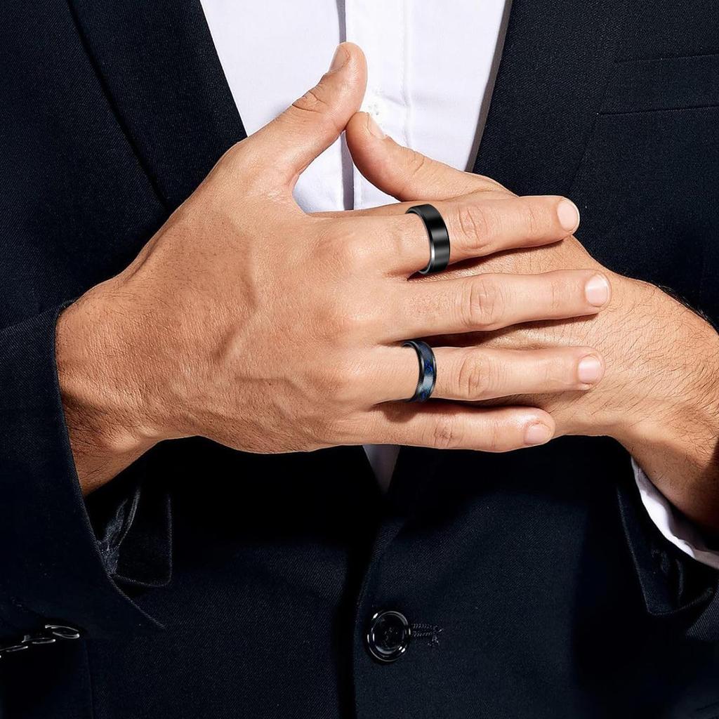 Xiyin Men's Black Titanium Steel Rotating Chain Ring