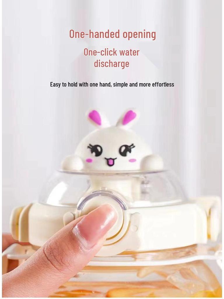 Large Cartoon Children's Straw Water Bottle - High-Capacity, Stylish Plastic Cup for Students