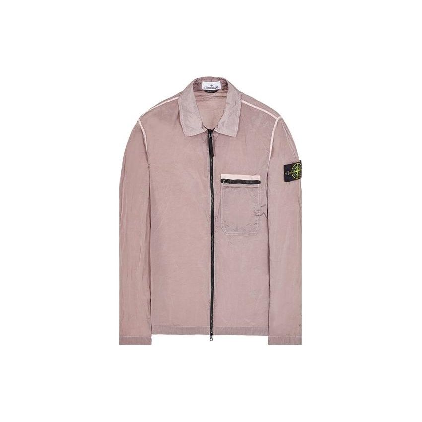 

Stone Island Logo Solid Color Polo Collar Single Pocket Long Sleeve Jacket Men jackets Pink 801511219-V0080 XL