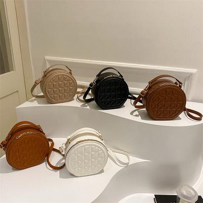 Fashion Casual Indentation Simple Spring Fashion Design One Shoulder Crossbody Small Round Bag