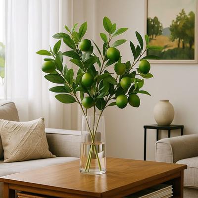 Green Leaves Artificial Lemon Branch Plastic Fruit Lifelike Fake Fruit Props Realistic Flower Arrangement Simulation Fruit Tree