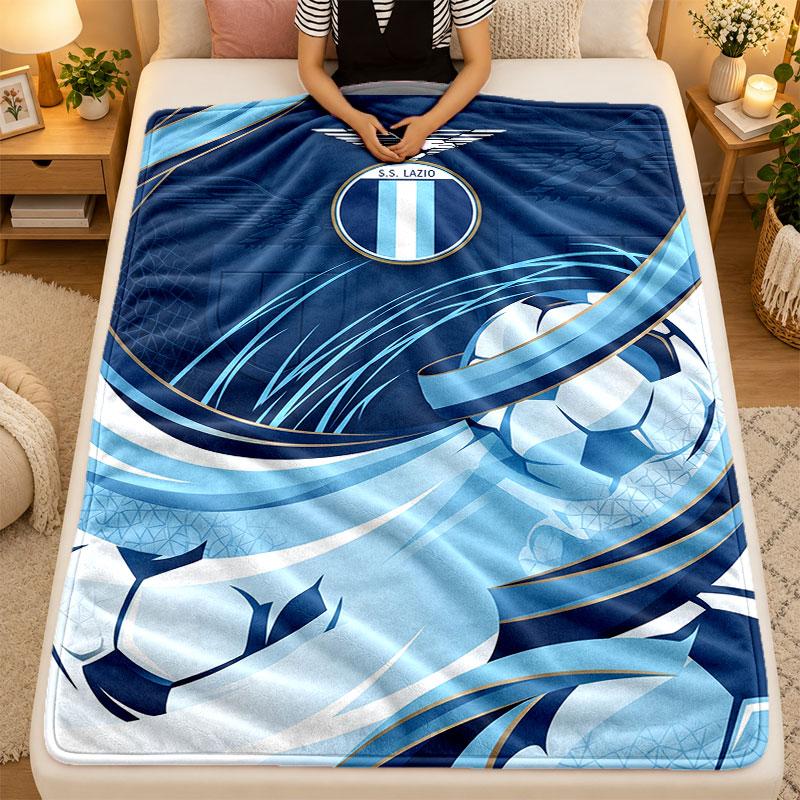 Flannel BlanketLazio FC Warm Soft Throw Blanket for Indoor Sofa Bed Living Room Use