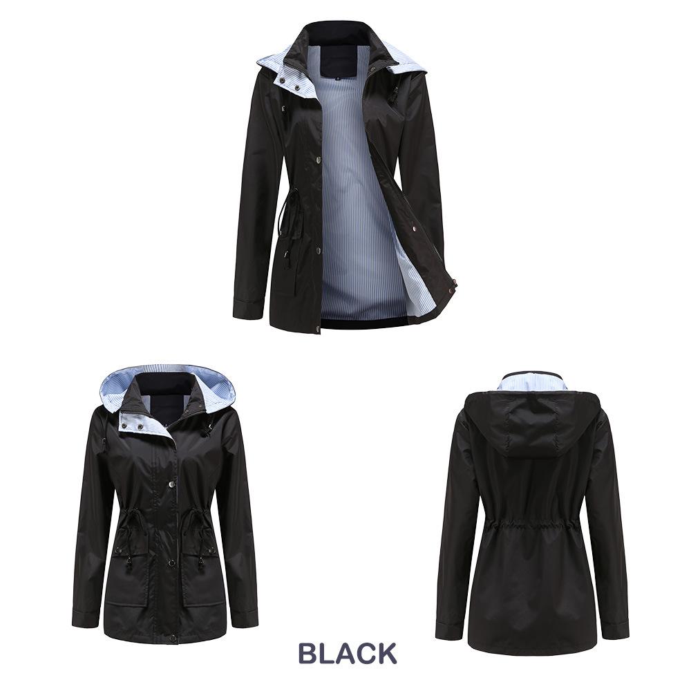 2024 Women's Plus Size Trench Coat with Detachable Hood - Autumn/Winter Collection