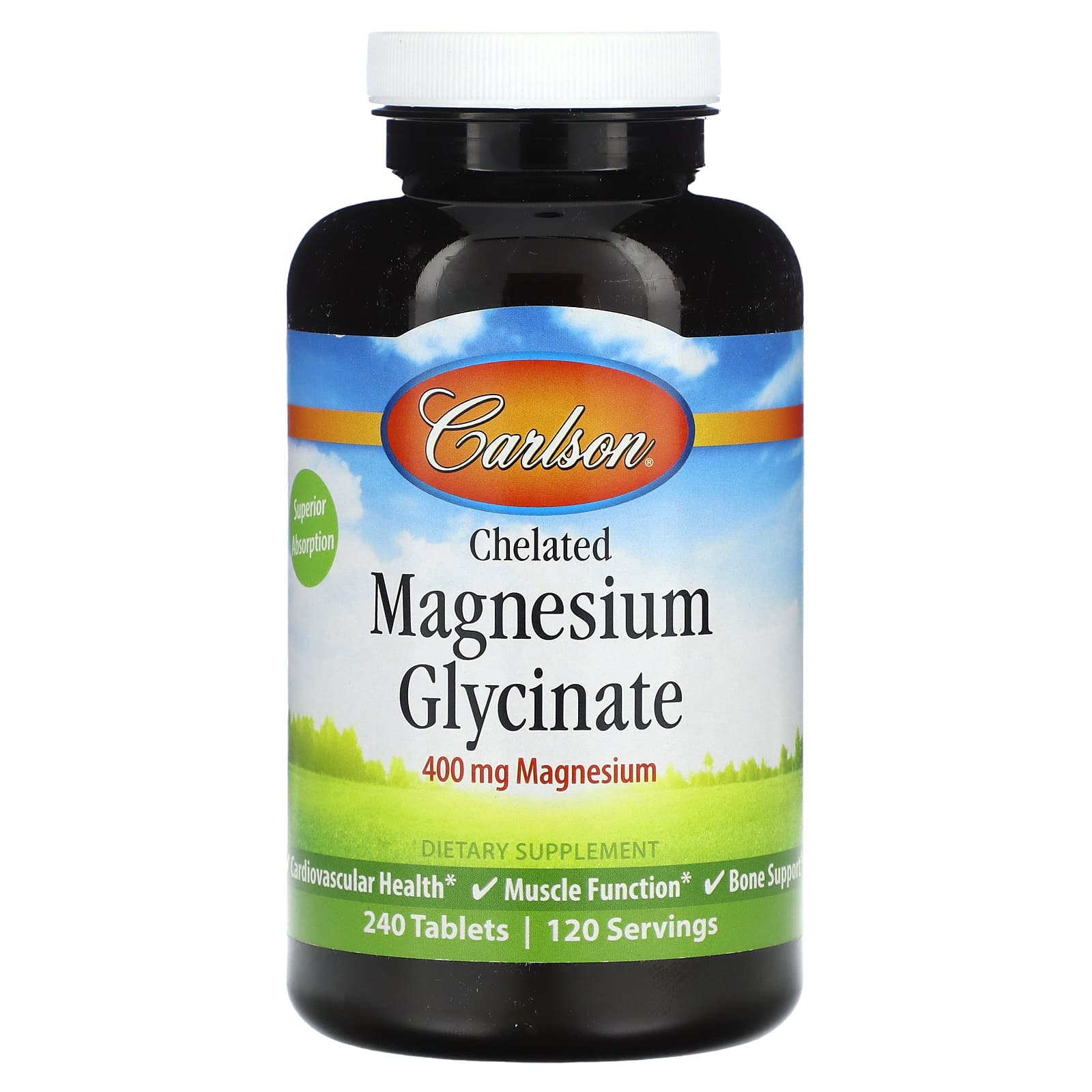 

Carlson, Chelated Magnesium Glycinate, 400 mg, 240 Tablets (200 mg per tablet)
