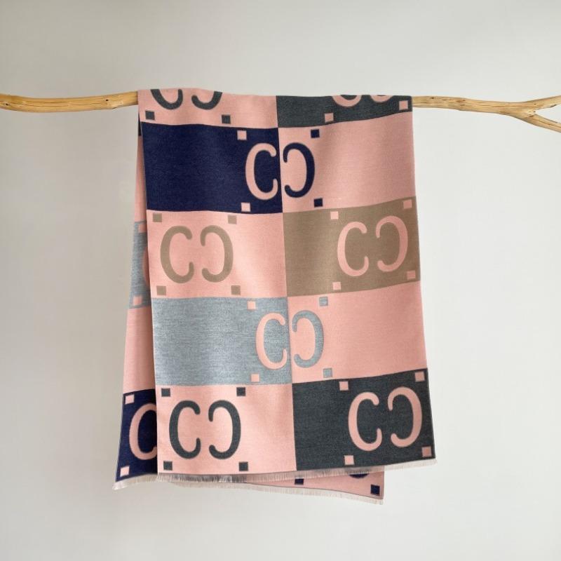 Autumn and winter double-sided contrasting letters C imitation cashmere scarf women's thickened shawl color matching versatile warm scarf