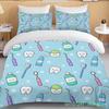 Cute Cartoon Teeth Print Bedding Set Duvet Cover 1 Duvet Cover 2 Pillowcases Adult And Children Bedding Set Luxury Bed Cover Set