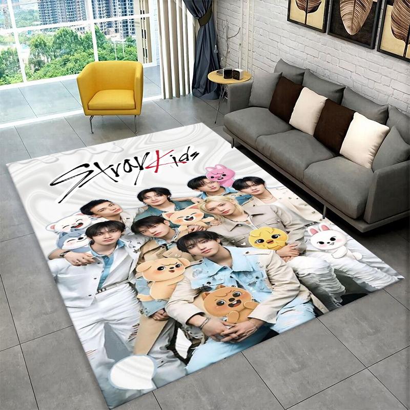 Kpop Stray Kids Music Star Carpet Rug for Playroom Bedroom Living Room Sofa Home Decor,kid Area Rug Non-slip Floor Mat Gift