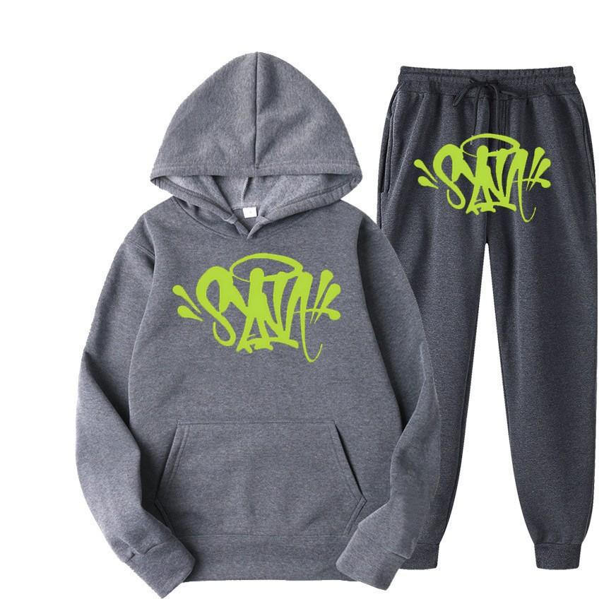 SynaWord High Street Fashion Trendy Brand Suit Men's Ins Trend Hip Hop Hoodie Syna Print Sweater Suit