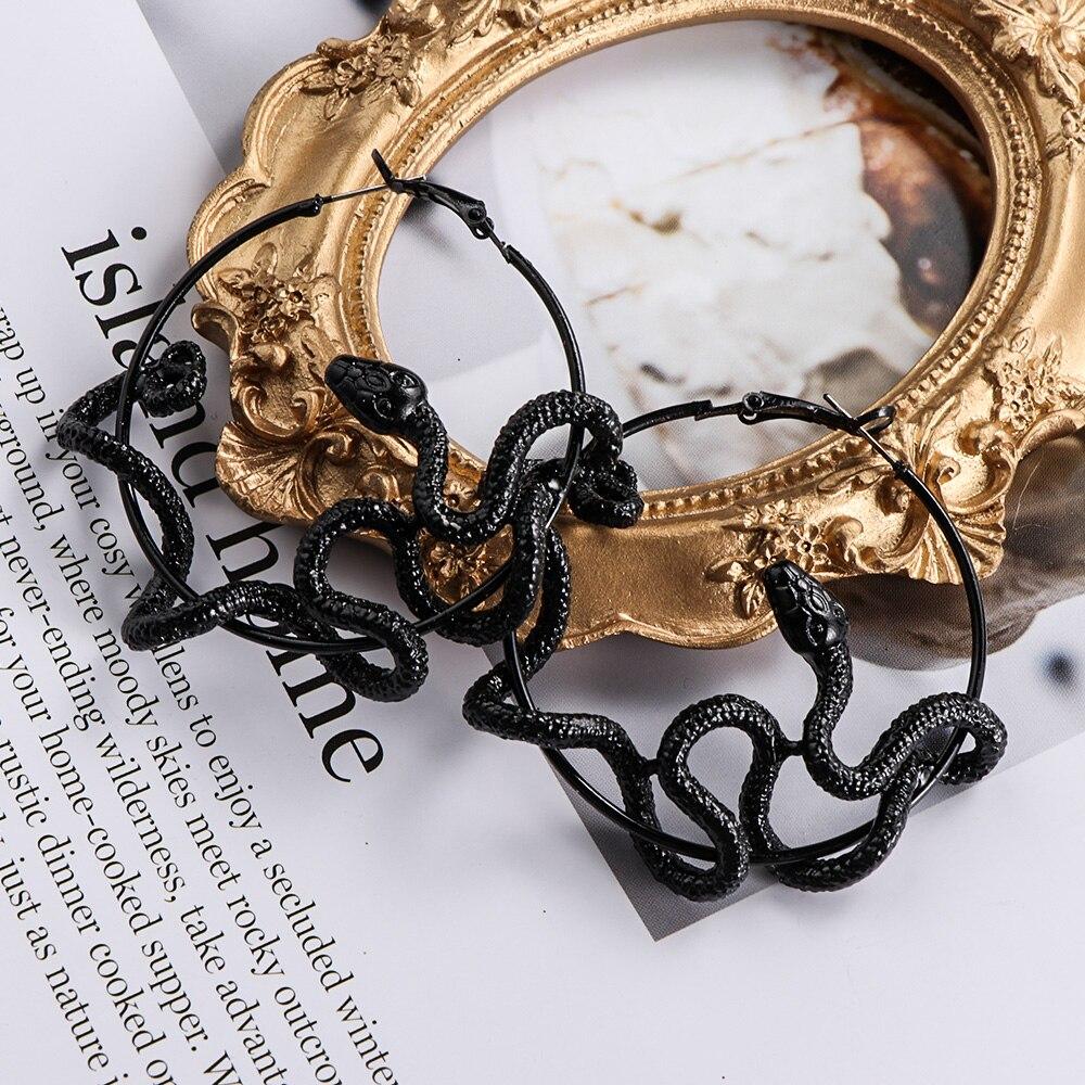 Orecchini Pendenti Serpente Grandi In Argento – Vintage Punk Boho Fatti A Mano, Regalo Halloween