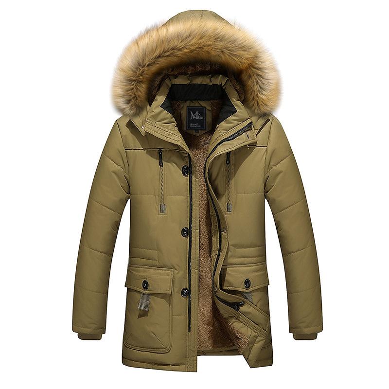 Winter Men's Cotton Jacket Men's Mid-Length Coat European and American Men's Fashion Loose Cotton Clothing Large Size Cold-Proof