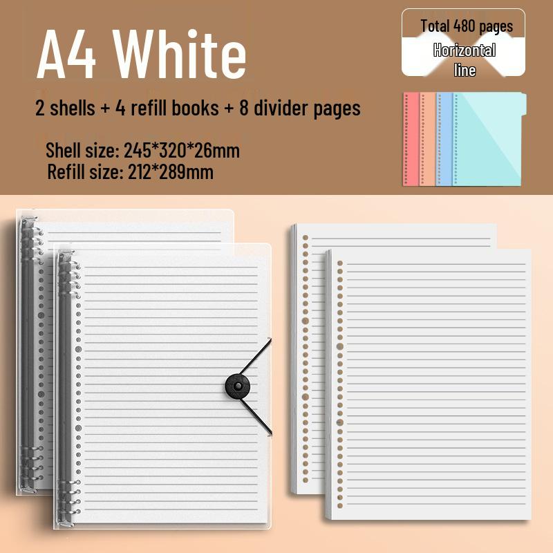 Comfortable B5 Loose-Leaf Notebook: Lined, Removable Binder, Simple Ins Style, Aesthetic Design, Ideal for Exams and High School Students.
