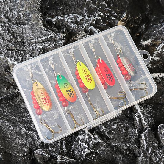 5Pcs Fishing Metal Spinners Lures with Treble Hook Mini Size Portable Wobbler Jigging Spoon Lures Fishing Accessories